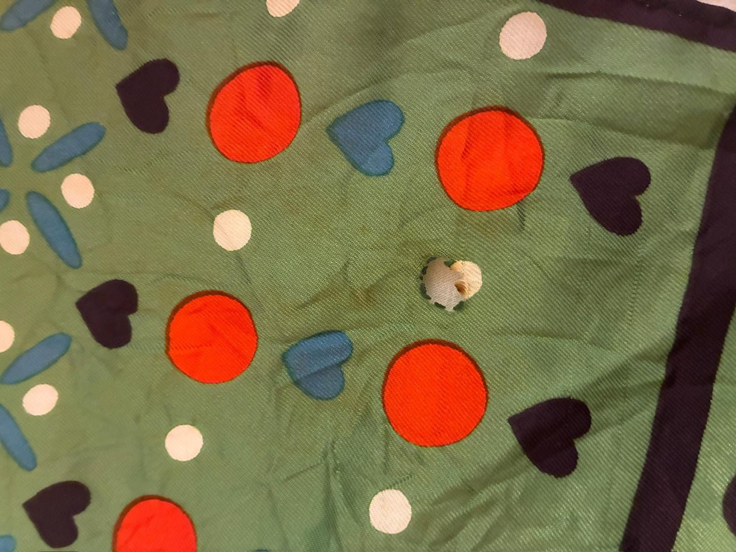 Vintage Silk Scarf (Hearts/Polka Dots)