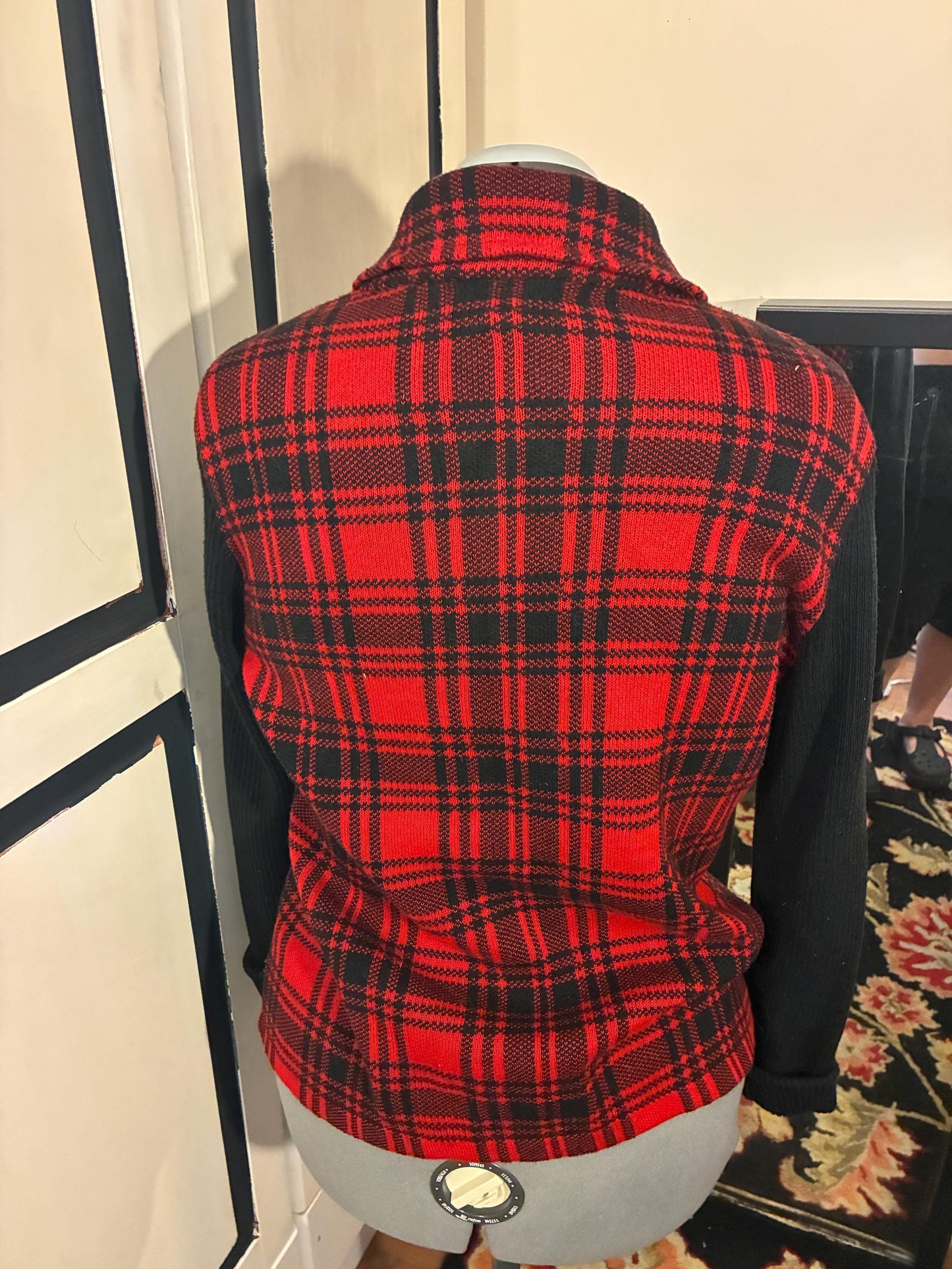 Vintage Plaid Moto Sweater Jacket