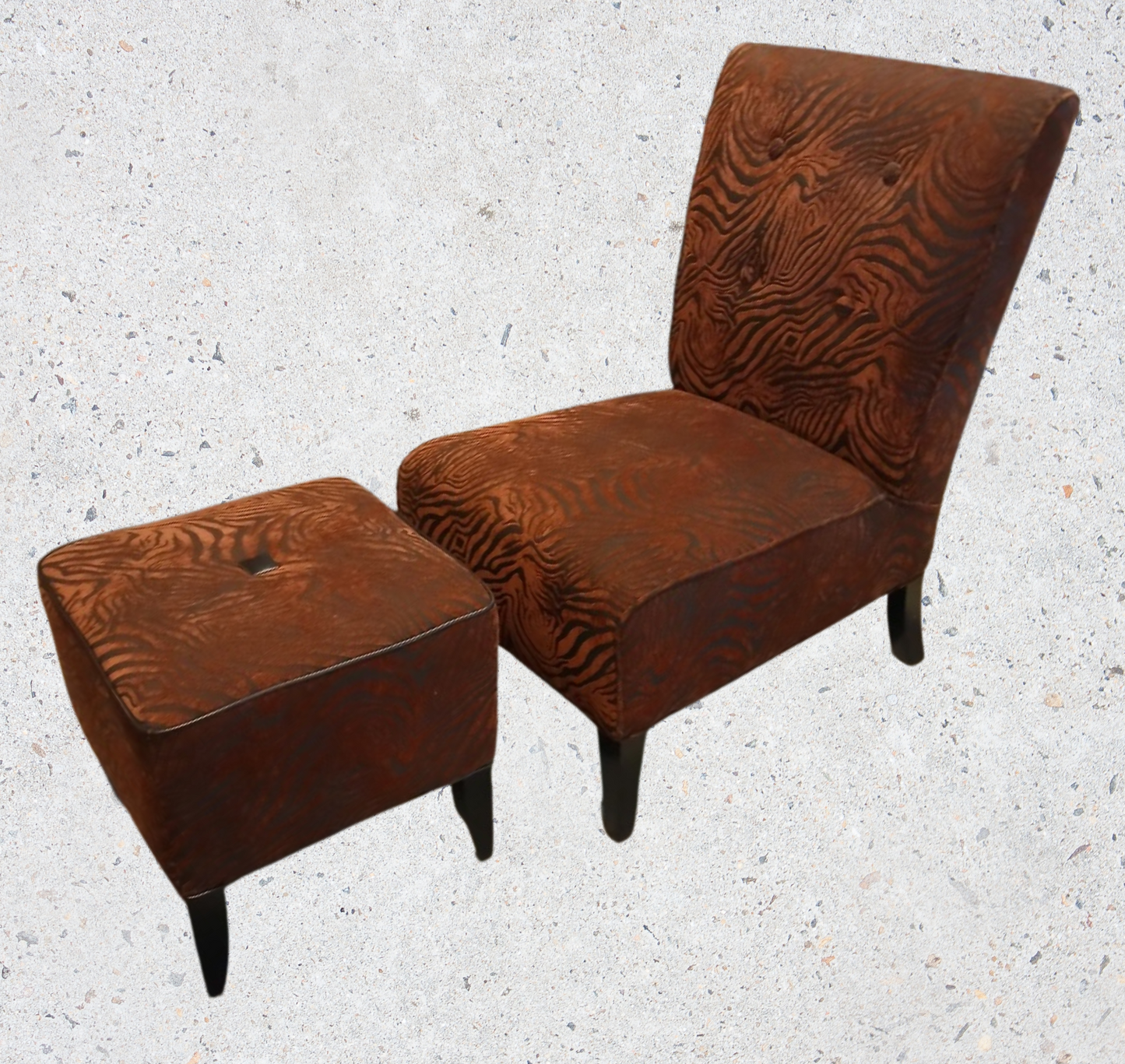 Zebra Print Accent Chair & Ottoman