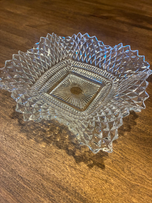 Vintage Cut Glass Bowl/Trinket Tray