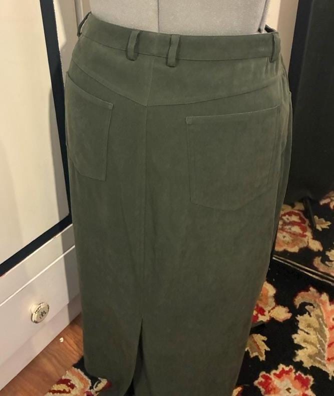 Vintage Stretch Faux Suede Skirt Suit