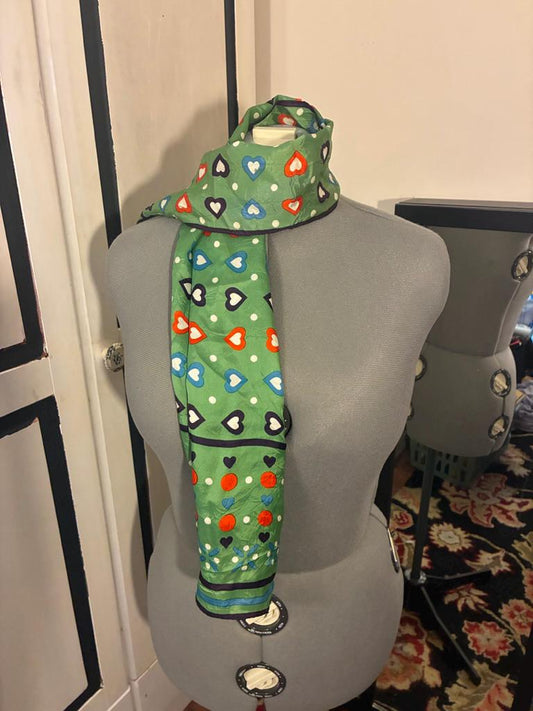 Vintage Silk Scarf (Hearts/Polka Dots)