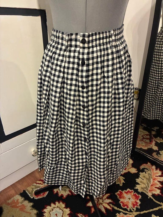 Vintage Gingham Black & White Skirt