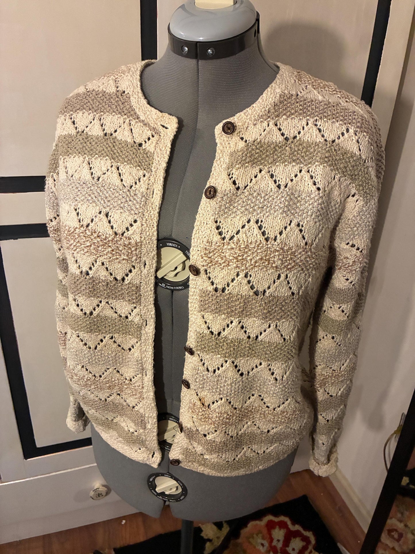 Vintage Hand Knit Cardigan Sweater