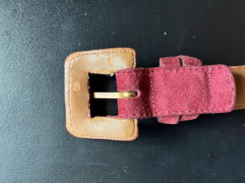 Vintage Suede Leather Belt (Dusty Red)