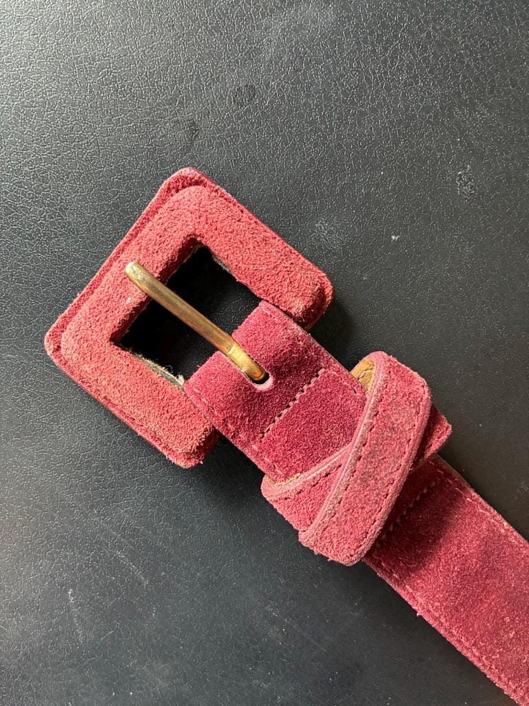 Vintage Suede Leather Belt (Dusty Red)