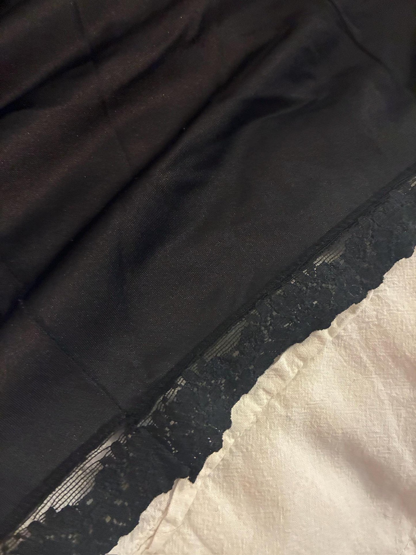 Vintage Black Full Slip with Lace Trim