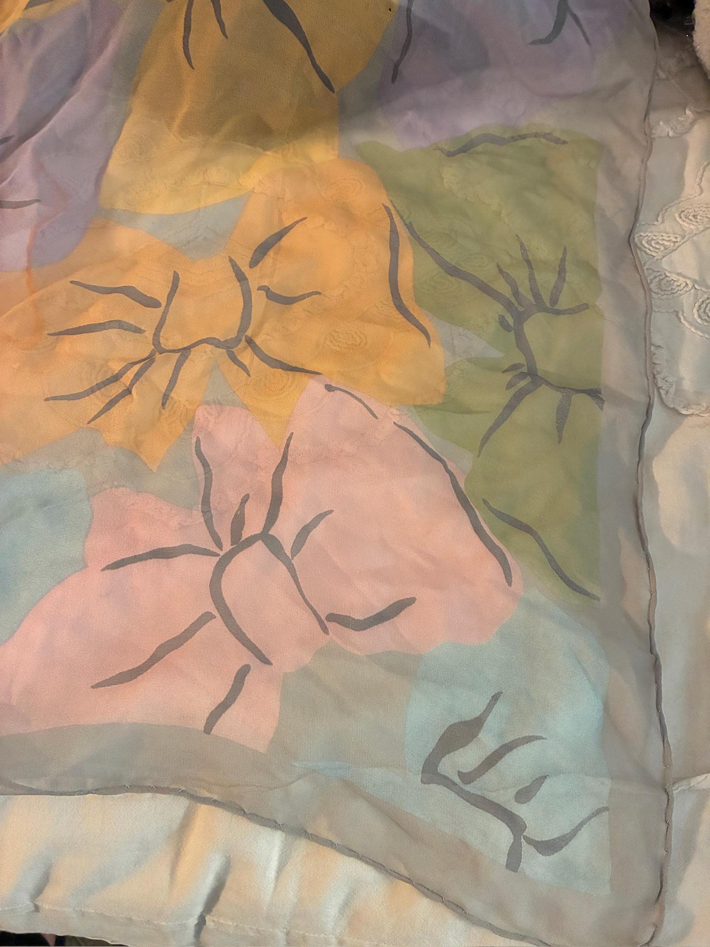 Vintage Silk Scarf (Pastel Bows)