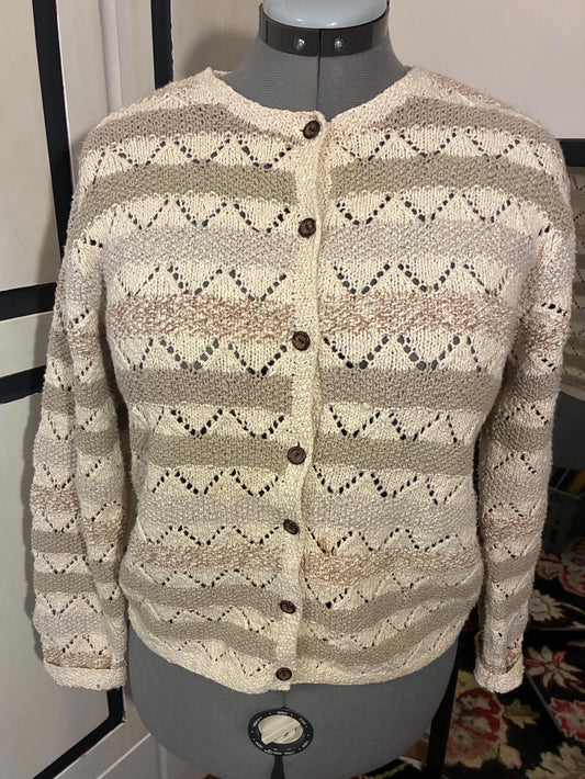 Vintage Hand Knit Cardigan Sweater