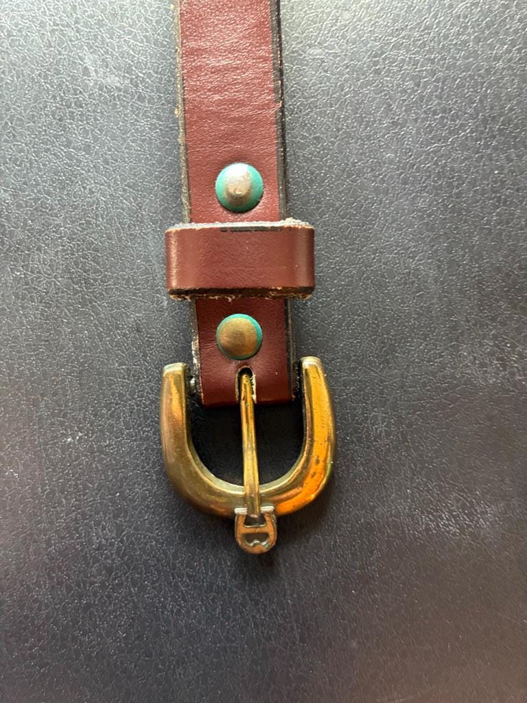 Vintage Brown Leather Belt (Gold Buckle)