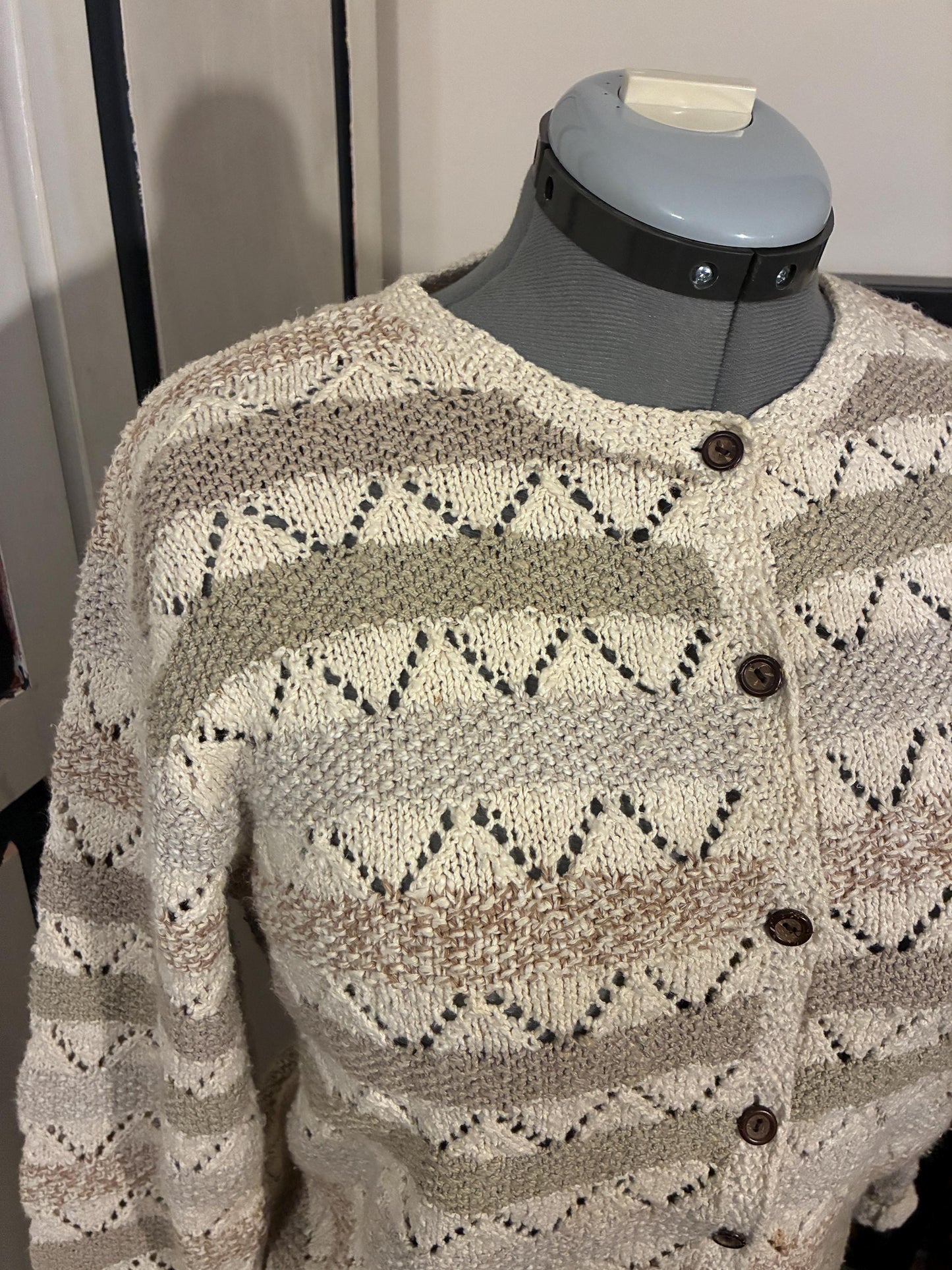 Vintage Hand Knit Cardigan Sweater