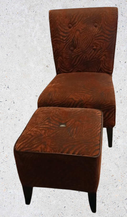 Zebra Print Accent Chair & Ottoman